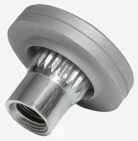 CAMTAINER NUT GRY ENCAP W/ RIB NECK 1/4 -20X5/16
